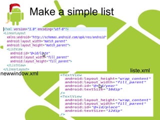 Make a simple list newwindow.xml liste.xml