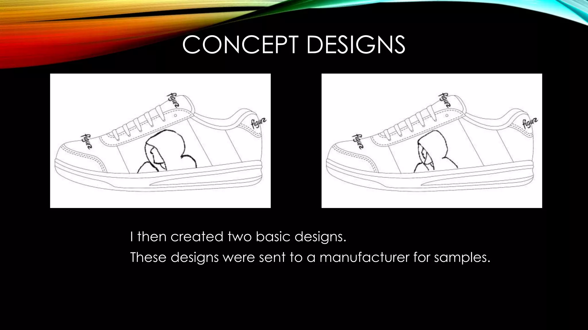 CONCEPT DESIGNS
I then created two basic designs.
These designs were sent to a manufacturer for samples.