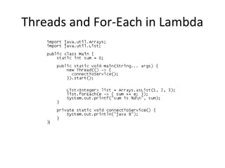Threads and For-Each in Lambda
 