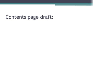 Contents page draft: