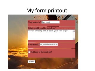 My form printout
 