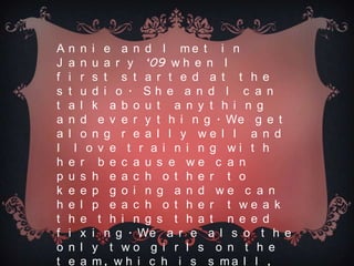James Freeman-great friends-fun to train with (always makes me laugh)-playing the alphabet game until 2am every summer night-3, 746 texts-trust