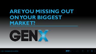 © 2017 MYGENERATION LIMITED
AREYOU MISSING OUT
ONYOUR BIGGEST
MARKET?
 