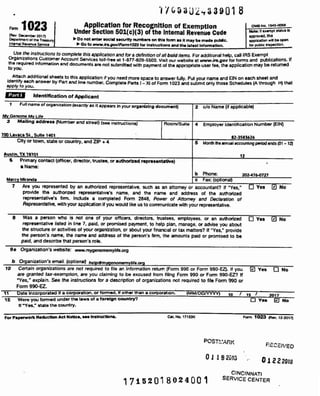 My Genome My Life IRS Non-Profit Application Form