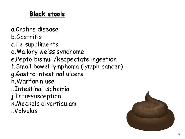 What are some causes of both black stools and stomach pain?