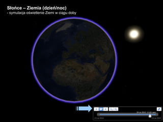 Słońce – Ziemia (dzień/noc) - symulacja oświetlenie Ziemi w ciągu doby 