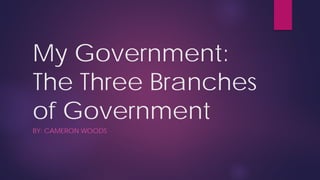 My Government:
The Three Branches
of Government
BY: CAMERON WOODS
 