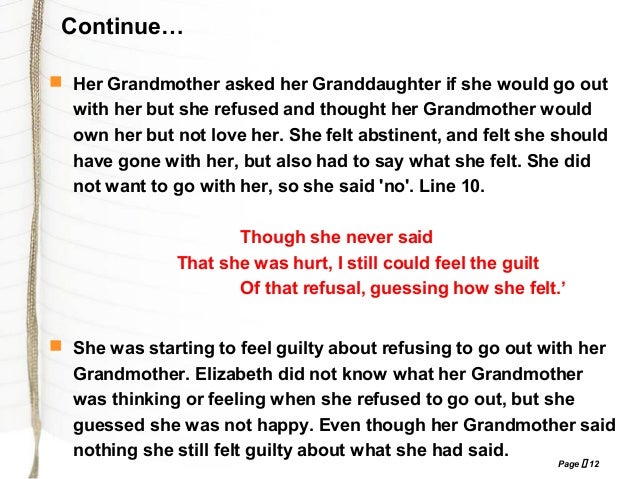 My Grandmother By Elizabeth Jennings Prepared By Kaushal Desai