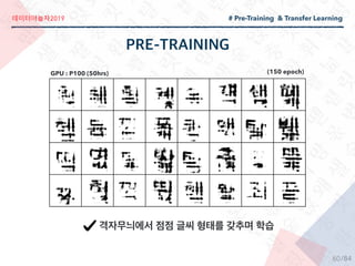 2019
/84
# Pre-Training & Transfer Learning
(150 epoch)
60
GPU : P100 (50hrs)
 