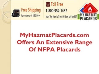 MyHazmatPlacards.com Offers An Extensive Range Of NFPA Placards 