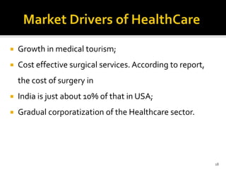 Growing population and economy One driver of growth in the healthcare sector is India’s booming population
