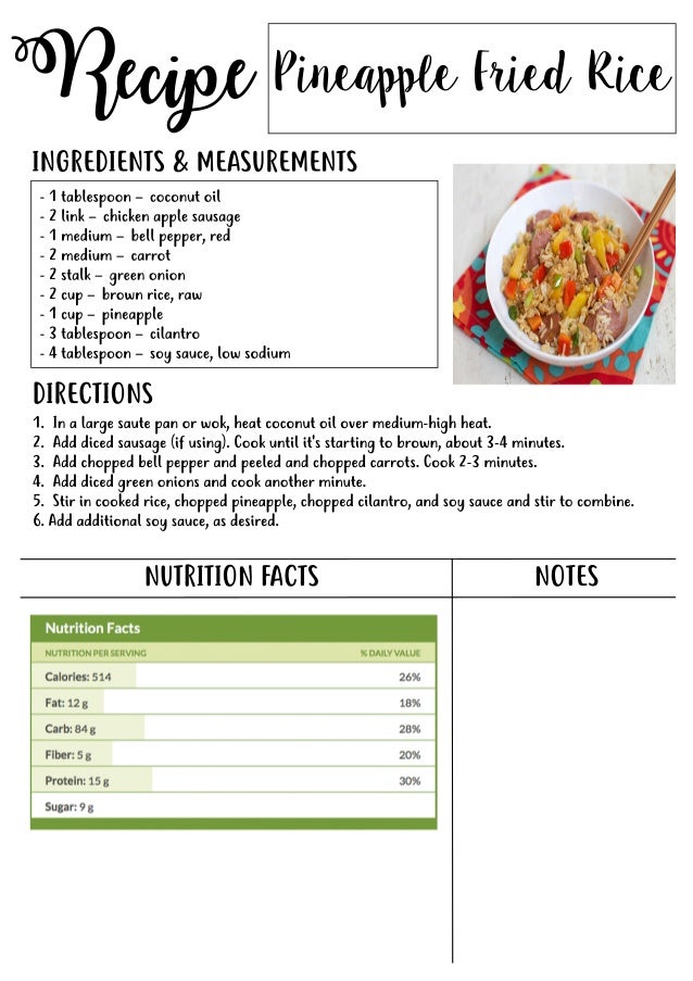 My Healthy Recipe Book