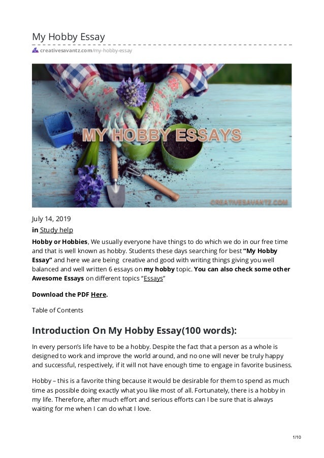 Simple essay on my hobby picture