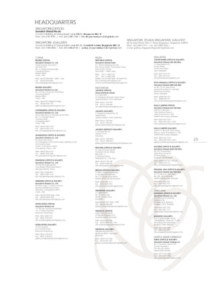 HEADQUARTERS
SINGAPORE(OFFICE)
Goodrich Global Pte Ltd
Goodrich Building: 8 Changi South Lane #05-01, Singapo re 486113
Main: (65) 6787 8787 | Fax: (65) 6788 7733 | info_singapore@goodrichglobal.com
                                                                                               SINGAPORE (PLAZA SINGAPURA GALLERY)
SINGAPORE (GALLERY)                                                                            68 Orchard Road, #04-17, Plaza Singapura, Singapore 238839
Goodrich Building: 8 Changi South Lane #01-01, Goodrich Gallery, Singapo re 486113             Main: (65) 6884 5757 | Fax: (65) 6884 5356 |
Main: (65) 6788 6868 | Fax: (65) 6586 8794 | gallery_singapore@goodrichglobal.com              E.mail: gallery_singapore@goodrichglobal.com



CHINA                                                   INDIA                                                           MALAYSIA
BEIJING (OFFICE)                                        NEW DELHI (OFFICE)                                              JOHOR BAHRU (OFFICE & GALLERY)
Goodrich Global Co., Ltd.                               Goodrich Global India                                           Goodrich Global (JB) Sdn Bhd
Dong Fang Rui Jing Tower 2                              A-7, Atrium Shopping Arcade                                     57 Jalan Molek 3/10
Unit 2706-2707                                          The Crowne Plaza, Community Centre                              Taman Molek
No. 16 Jianguomenwai Dajie                              New Friends Colony                                              81100 Johor Bahru
Chaoyang District                                       New Delhi – 110065, India                                       Johor, Malaysia
Beijing 100022                                                                                                          Main: (607) 3515 757
                                                        Main : (91) 11 4660 5757
China – PRC                                                                                                             Fax : (607) 3515 577
                                                        Fax : (91) 11 4660 5758
Main: (8610) 6569 6891 / 6892 / 1230                    Mobile: (91) 94 4982 6056 / 96 5038 5757                        info_johor@goodrichglobal.com
Fax : (8610) 6569 6893                                  info_india@goodrichglobal.com
info_beijing@goodrichglobal.com                         vincent.sandanadas@goodrichglobal.in                            KOTA KINABALU (OFFICE & GALLERY)
                                                                                                                        Goodrich Global (EM) Sdn Bhd
BEIJING (GALLERY)                                                                                                       Lot No. S-0-16, Jalan Lintas
                                                        INDONESIA                                                       Ground Floor, Block D, City Mall
Goodrich Global Co.,Ltd.                                JAKARTA (OFFICE)
No. 3-18 Hua Teng Guo Ji Storefront                                                                                     88300 Kota Kinabalu
                                                        Griya Interindo Abadi                                           Sabah, Malaysia
Chaoyang District
                                                        Jl. H. Naim III/6
Beijing 100021                                                                                                          Main: (6088) 484 357
                                                        (Jl. Pangeran Antasari) Cipete Utara
China – PRC                                                                                                             Fax : (6088) 484 457
                                                        Jakarta Selatan 12150, Indonesia
Main: (8610) 87778288/87718288                                                                                          info_kotakinabalu@goodrichglobal.com
                                                        Main: (6221) 7224 345
Fax : (8610) 8795 1375
                                                        Fax : (6221) 7246 360
gallery_beijing@goodrichglobal.com                                                                                      KUALA LUMPUR (OFFICE)
                                                        info_jakarta@goodrichglobal.com
                                                                                                                        Goodrich Global (KL) Sdn Bhd
CHONGQING (OFFICE & GALLERY)                                                                                            Unit M-2-2, Block M
                                                        JAKARTA (GALLERY)
Goodrich Global Co., Ltd.                                                                                                Plaza Damas, Phase II
                                                        Jl. Pangeran Antasari No. 60
Room 2809, Block A, Paradise by the River                                                                               Jalan Sri Hartamas 1/70A
                                                        Cipete Utara
No. 19, Changbin Road                                                                                                   50480 Kuala Lumpur, Malaysia
                                                        Jakarta Selatan 12150, Indonesia
Yuzhong District                                                                                                        Main: (603) 6201 5757
Chongqing 400011                                        Main: (6221) 7255 065
                                                                                                                        Fax : (603) 6201 8257 / 8357
China – PRC                                             Fax : (6221) 7255 067
                                                                                                                        info_kualalumpur@goodrichglobal.com
                                                        gallery_jakarta@goodrichglobal.com
Main: (8623) 6303 3120
Fax : (8623) 6303 3153                                                                                                  KUALA LUMPUR (GALLERY)
                                                        JAKARTA SENOPATI (GALLERY)
info_chongqing@goodrichglobal.com                                                                                       Unit M-1-2, Block M, Plaza Damas
                                                        Jl. Senopati No. 86
                                                                                                                        Phase II, Jalan Sri Hartamas 1/70A
                                                        Jakarta 12110
GUANGZHOU (OFFICE & GALLERY)                                                                                            50480 Kuala Lumpur, Malaysia
                                                        Indonesia
Goodrich Global Co., Ltd.                                                                                               Main: (603) 6201 5757
Rm 202A, West Tower
                                                        Main: (6221) 7280 0812
                                                        Fax : (6221) 7280 0915
                                                                                                                        Fax : (603) 6201 8257 / 8357             25
2/F Guangzhou Construction Project Bidding Center                                                                       gallery_kualalumpur@goodrichglobal.com
                                                        gallery_jakartasenopati@goodrichglobal.com
333 Tian Run Street
Tianhe, Guangzhou 610635                                                                                                KUCHING (OFFICE & GALLERY)
Guangdong, China – PRC                                  MALANG (OFFICE & GALLERY)
                                                        PT. Griya Interindo Abadi                                       Goodrich Global (E.M) Sdn Bhd
Main: (8620) 3820 2933                                  Pertokoan Taman Niaga                                           No. 527 Ground Floor
Fax : (8620) 3820 2982                                  Blok B No. 11                                                   Jalan Ang Cheng Ho
info_guangzhou@goodrichglobal.com                       Jl. Soekarno-Hatta                                              93100 Kuching
                                                        Malang 65142 - East Java                                        Sarawak, East Malaysia
SHANGHAI (OFFICE & GALLERY)                                                                                             Main: (6082) 415 757 / 425 757
                                                        Main: (62341) 404 766
Goodrich Global Co., Ltd.                               Fax : (62341) 400 226                                           Fax : (6082) 255 757
19F, No.899 Lingling Road,                              info_malang@goodrichglobal.com                                  info_kuching@goodrichglobal.com
Cross Region Plaza,Xuhui District,
Shanghai 200030 ,China                                                                                                  PETALING JAYA (OFFICE & GALLERY)
                                                        MEDAN (OFFICE & GALLERY)
Main: (8621) 6486 8877                                  PT. Mitra Goodrich Indonesia                                    Goodrich Global (KL) Sdn Bhd
Fax : (8621) 6469 1116                                  Jl. Teungku Amir Hamzah                                         A-11-G, Block A, Jaya One,
info_shanghai@goodrichglobal.com                        No. C 62 Komp. Griya Riatur                                     No 72A, Jalan Universiti,
                                                        Medan 20124 - North Sumatera                                    46200 Petaling Jaya, Selangor
SHENZHEN (OFFICE & GALLERY)                             Main: (6261) 844 3111                                           Main: (03) 7956 5757
Goodrich Global Co., Ltd.                               Fax : (6261) 846 3222                                           Fax : (03) 7956 7757
Rm 2802, Tower C, Perfect Garden                        info_medan@goodrichglobal.com                                   info_selangor@goodrichglobal.com
Shennan Middle Road, Futian
Shenzhen, Guangdong 518031
China – PRC
                                                        SEMARANG (GALLERY)                                              THAILAND
                                                        Jl. Gajah Mada                                                  BANGKOK (OFFICE & GALLERY)
Main: (86755) 8287 9666 / 9336                          No. 16, Semarang
                                                                                                                        Goodrich Global Co., Ltd
Fax : (86755) 8287 9333                                 50135 - Central Java
                                                                                                                        58 Sukhumvit 63 (Ekamai)
info_shenzhen@goodrichglobal.com                        Indonesia
                                                                                                                        Sukhumvit Rd.,
                                                        Main: (6224) 7070 7966 / 7996                                   Klongton Nua, Wattana
HONG KONG (OFFICE)                                      Fax : (6224) 3568 696                                           Bangkok 10110, Thailand
Goodrich Global Ltd.                                    gallery_semarang@goodrichglobal.com
                                                                                                                        Main: (66) 2381 7778
1/F, Tak Lee Commercial Building
                                                                                                                        Fax : (66) 2381 7773
113-117 Wanchai Road                                    SURABAY (OFFICE)
                                                                  A                                                     info_bangkok@goodrichglobal.com
Wanchai, Hong Kong                                      Griya Interindo Abadi
Main: (852) 2668 5757                                   Jl. Manyar Kertoarjo V/37
                                                                                                                        BANGKOK (GALLERY)
Fax : (852) 2778 5757                                   Surabaya 60285, Indonesia
                                                                                                                        CDC Crystal Design Center
info_hongkong@goodrichglobal.com                        Main: (6231) 5947 866                                           1448 Building F Room No. F1-101,
                                                        Fax : (6231) 5921 931 / 933                                     Soi Ladprao 87 (Jantrasuk),
HONG KONG (GALLERY)                                     info_surabaya@goodrichglobal.com                                Bangkok 10240 Thailand
2/F, De Fenwick
                                                                                                                        Main: (66) 2102 2088
8-12 Fenwick Street                                     SURABAY (GALLERY)
                                                                    A                                                   Fax : (66) 2102 2087
Wanchai, Hong Kong                                      Villa Bukit Mas RA 8-9                                          info_bangkok@goodrichglobal.com
Main: (852) 2136 0577                                   Surabaya 60225 - East Java
Fax : (852) 2136 0572                                   Indonesia
gallery_hongkong@goodrichglobal.com
                                                                                                                        UNITED ARAB EMIRATES
                                                        Main: (6231) 5671 866
                                                                                                                        DUBAI (OFFICE & GALLERY)
                                                        Fax : (6231) 5671 857
                                                        gallery_surabaya@goodrichglobal.com                             Goodrich Global Trading LLC
                                                                                                                        No. 5, 364 Road, Street 15A
                                                                                                                        Al Quoz Industrial 1
                                                                                                                        P.O. Box 304, Dubai
                                                                                                                        United Arab Emirates
                                                                                                                        Main: (971) 4341 9985
                                                                                                                        Fax : (971) 4341 9986
                                                                                                                        info_dubai@goodrichglobal.com
 