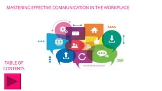 MASTERING EFFECTIVE COMMUNICATION IN THE WORKPLACE
TABLE OF
CONTENTS
 