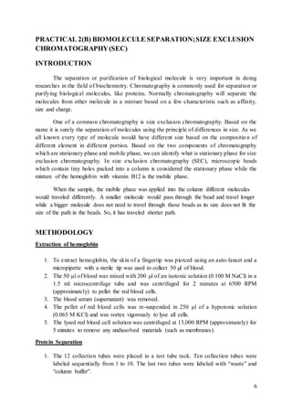 PRACTICAL 2: PURIFICATION AND ANALYSIS OF BIOMOLECULES BY ...