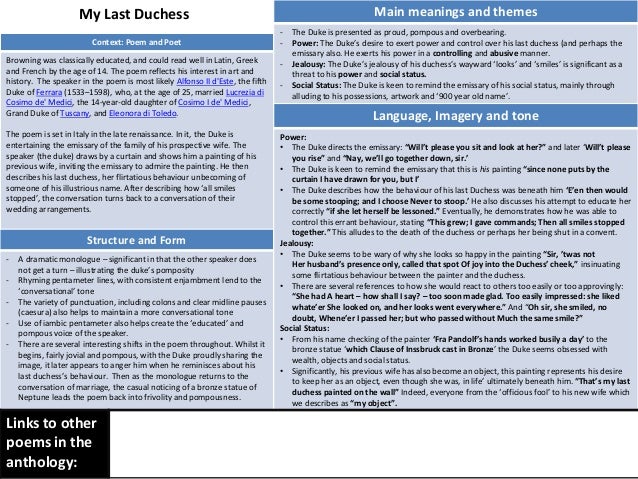 My last duchess overview My last duchess overview