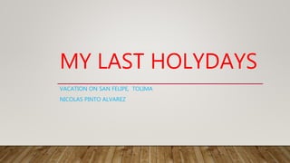 MY LAST HOLYDAYS
VACATION ON SAN FELIPE, TOLIMA
NICOLAS PINTO ALVAREZ
 
