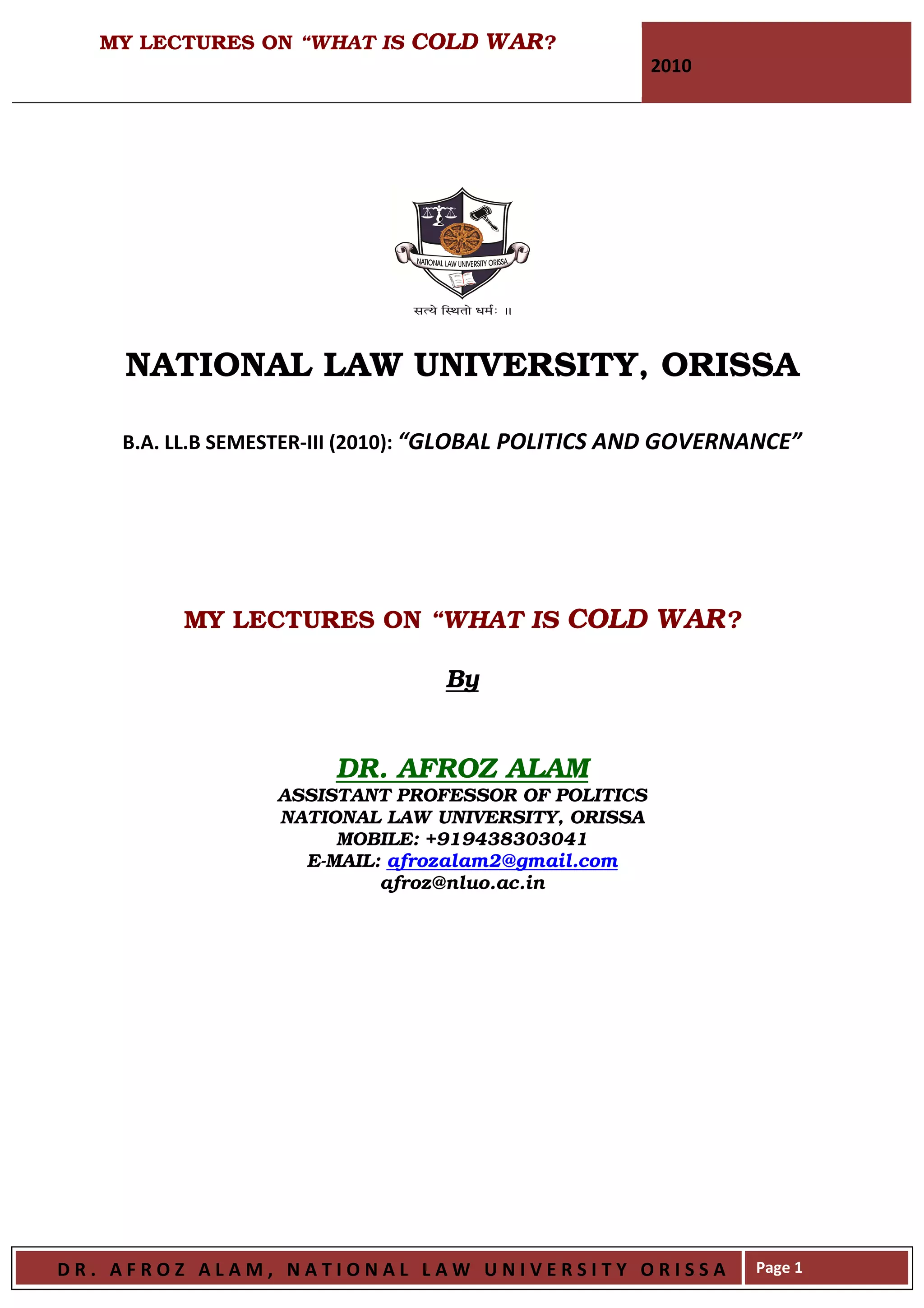 My lecture one on what is cold war pdf
