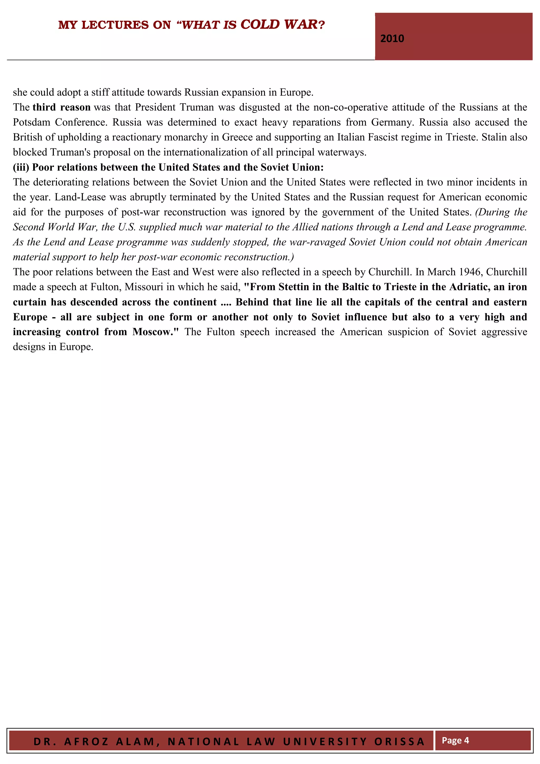 My Lecture One On What Is Cold War PDF My lecture one on what is cold war pdf
