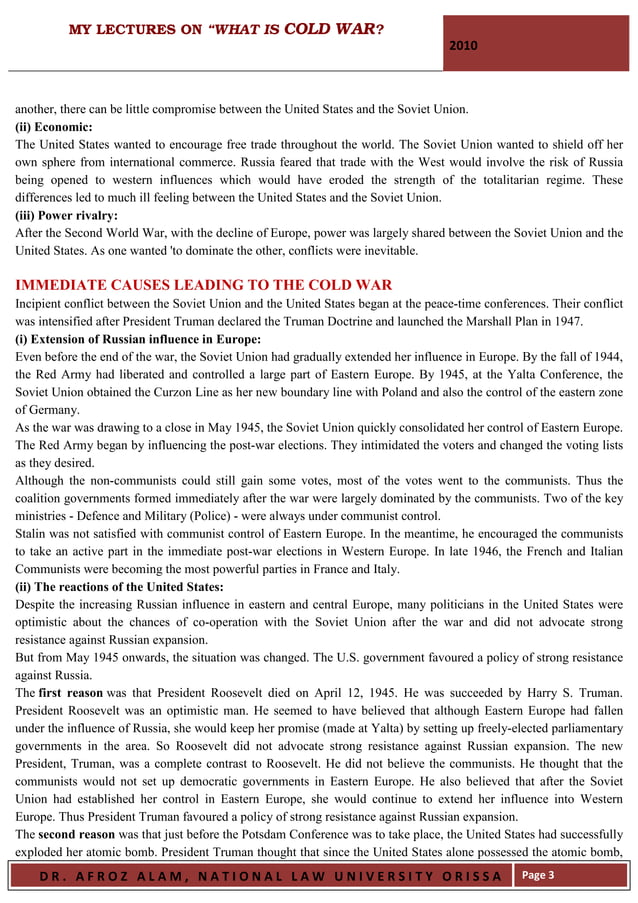 My lecture one on what is cold war pdf