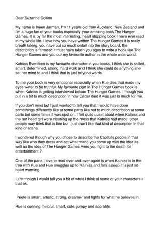 Suzanne Collins wrote a passionate goodbye letter to the Hunger