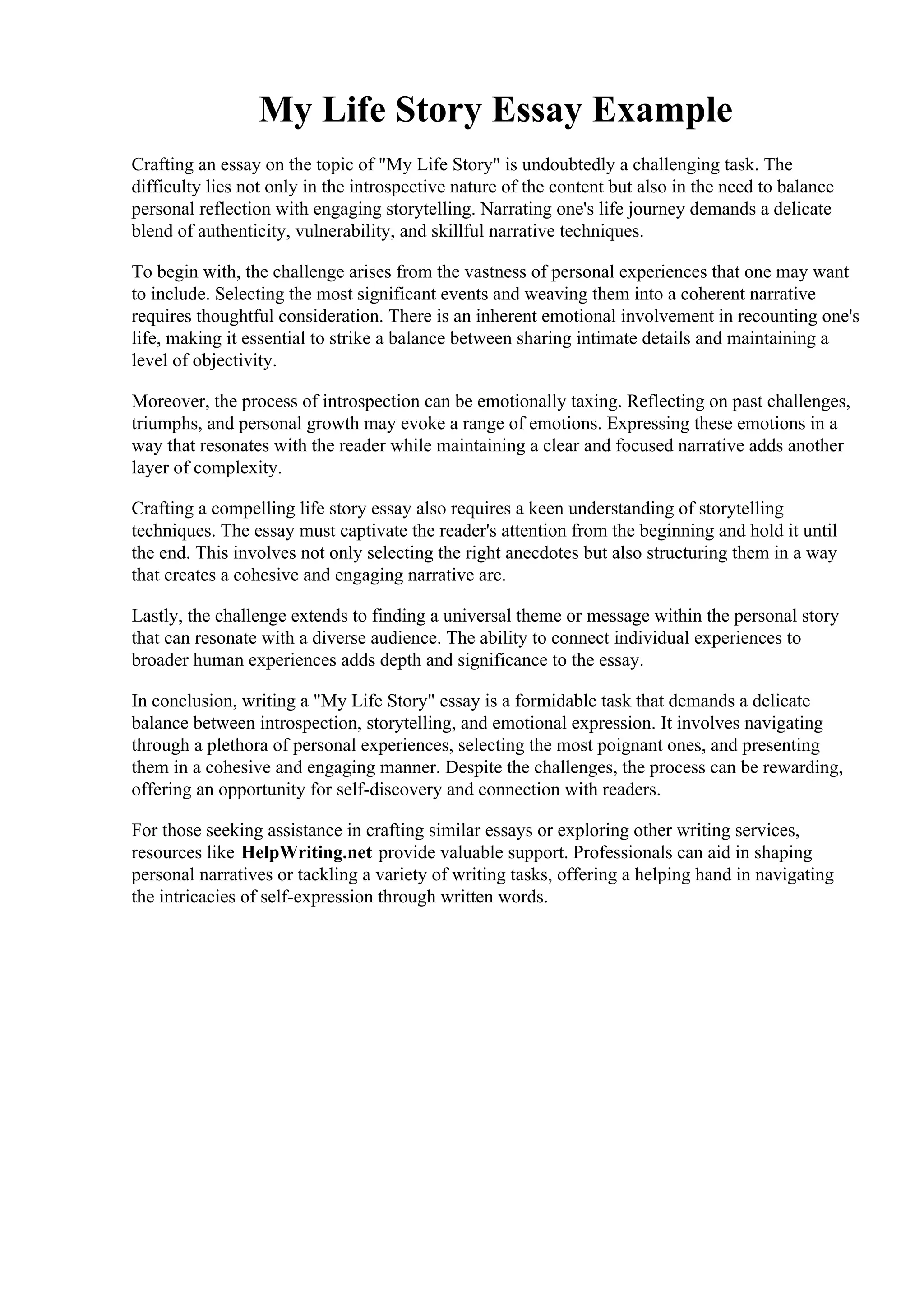 Story Essay Example