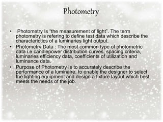 Photometry Definition BASIC LIGHTING | PPTX