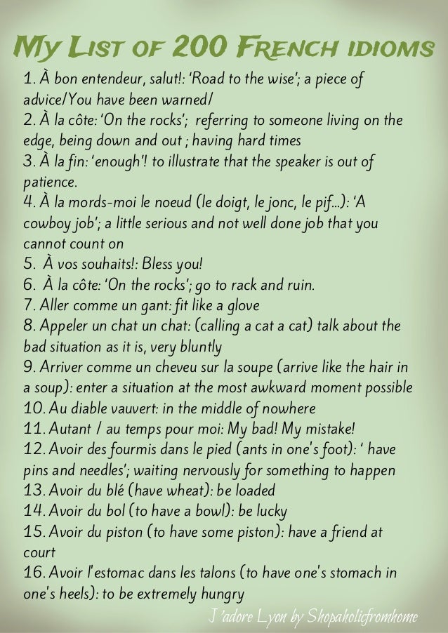 french essay idioms