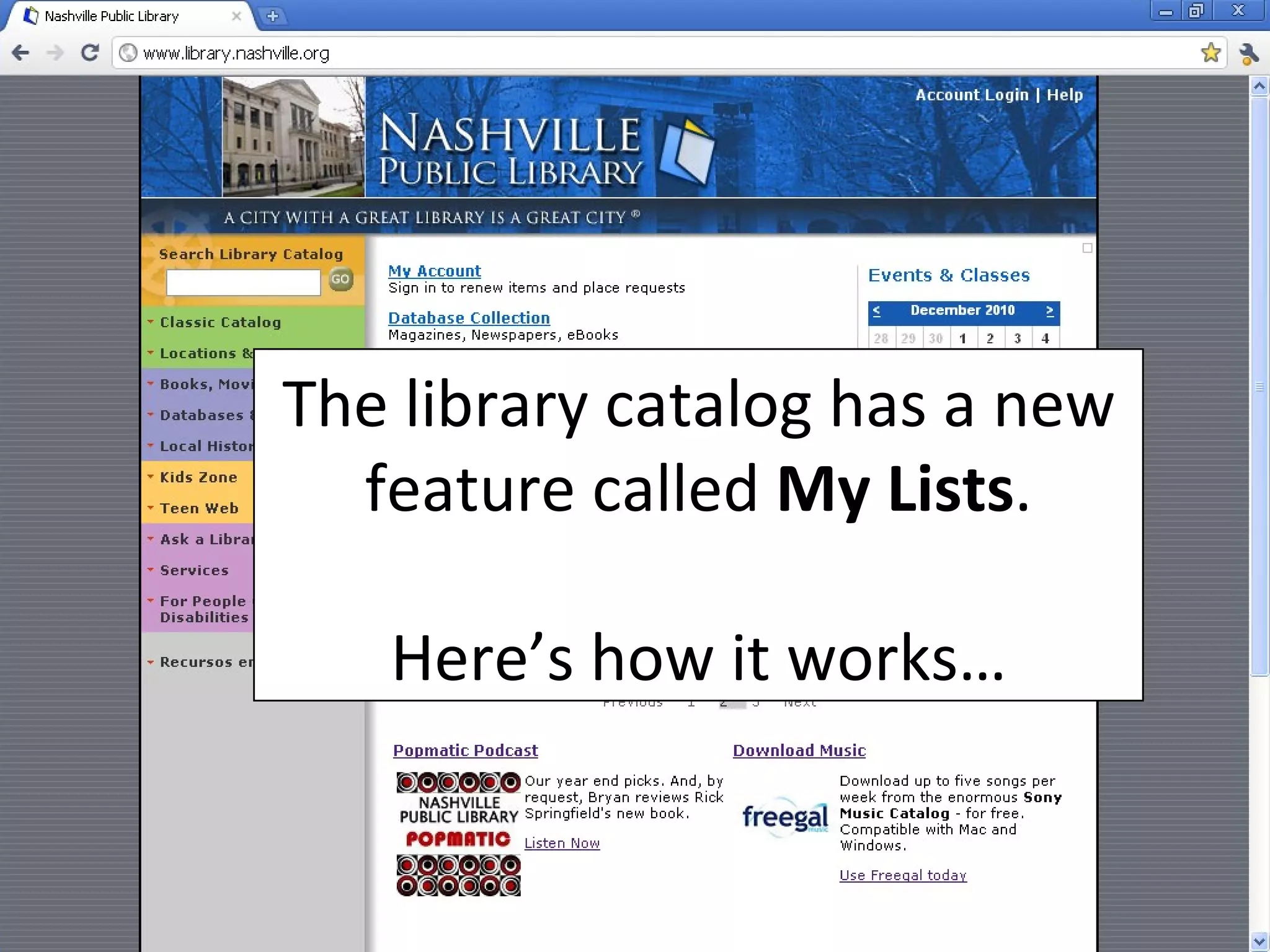 My Lists Encore Catalog PPT
