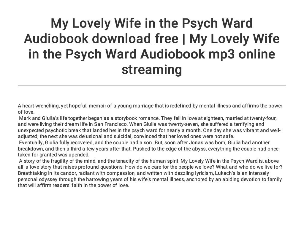 My Lovely Wife in the Psych Ward Audiobook download free My Lovely Wife in the Psych Ward My Lovely Wife in the Psych Ward Audiobook download free My Lovely Wife in the Psych Ward