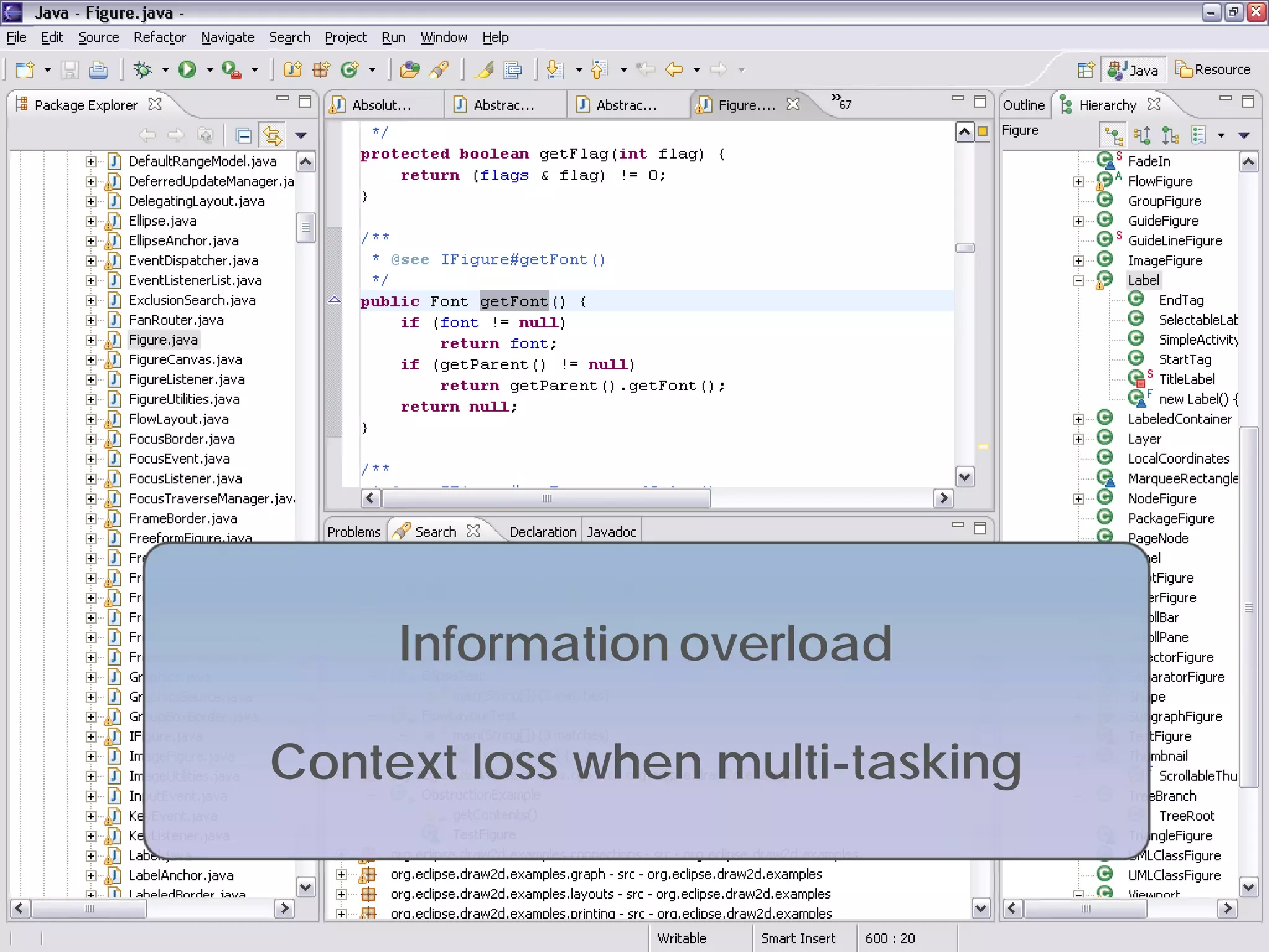 Information overload

                       Context loss when multi-tasking


                                                .
Copyright 2009, Tasktop Technologies                          Training, June 2009
 