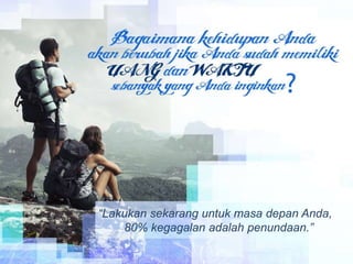 “Lakukan sekarang untuk masa depan Anda,
80% kegagalan adalah penundaan.”
 