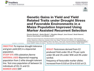 Breeding for improved drought tolerance in major crop (Maize, Sorghum ...