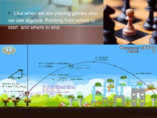 • Like when we are playing games also
we use algebra. Pointing from where to
start and where to end.
 