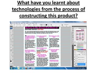 What have you learnt about technologies from the process of constructing this product?