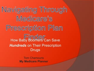 How Baby Boomers Can Save
Hundreds on Their Prescription
          Drugs

       Tom Chamouris
     My Medicare Planner
 