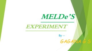 MELDe’S
EXPERIMENT
By --
GAGANA G S
 