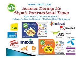 www.mymi1.com
1
Boleh Top-up ke seluruh operator
Malaysia/Indonesia/Singapore/Thailand/Nepal/Bangladesh
Thailand
Bangladesh
Nepal
 