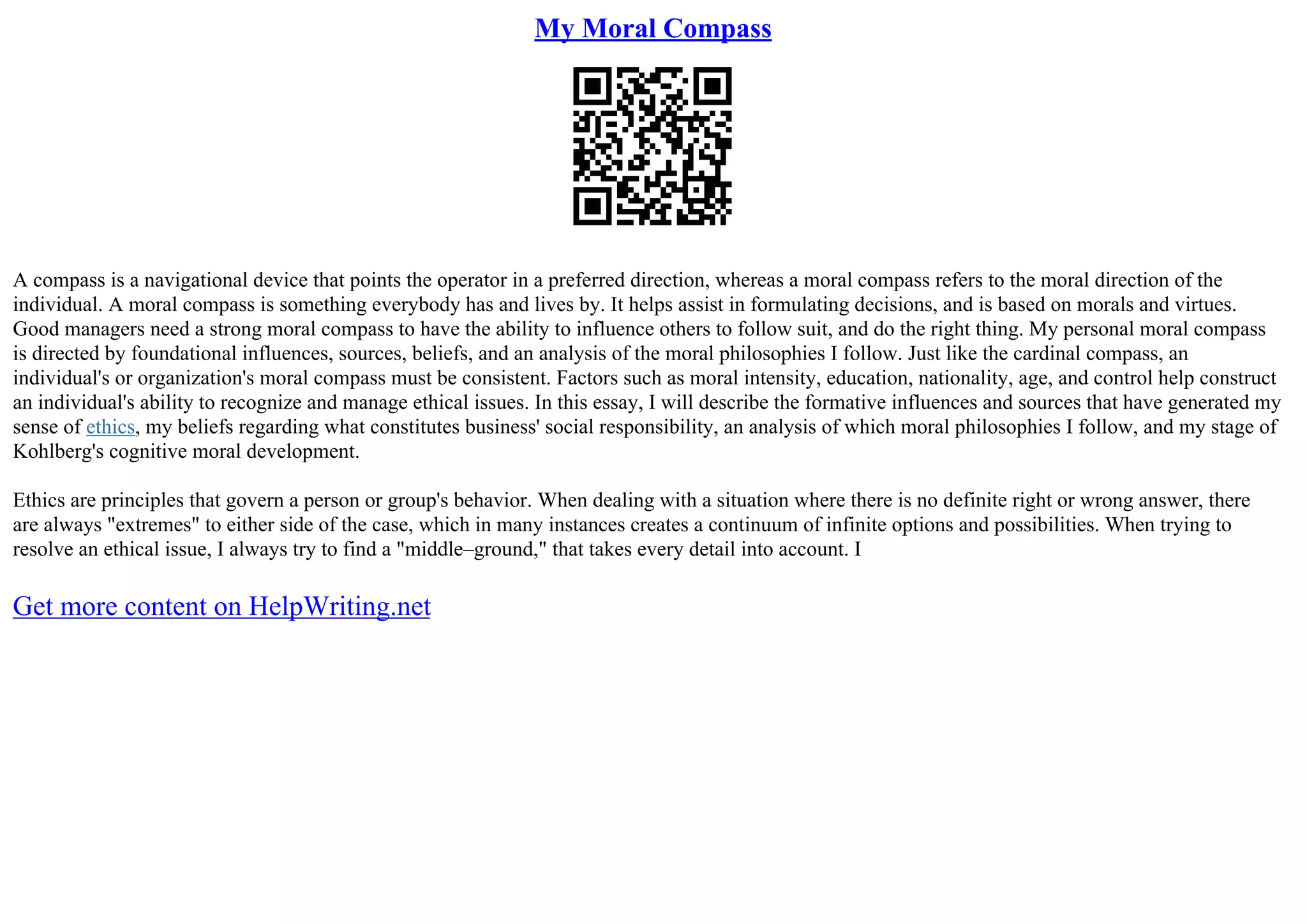 My Moral Compass | PDF