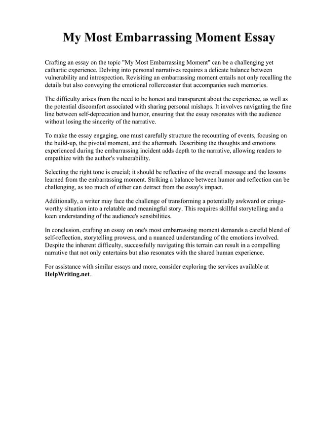 My Most Embarrassing Moment Essay Jones College Pdf