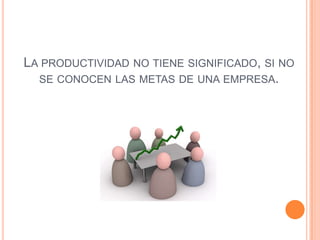 LA PRODUCTIVIDAD NO TIENE SIGNIFICADO, SI NO
SE CONOCEN LAS METAS DE UNA EMPRESA.

 