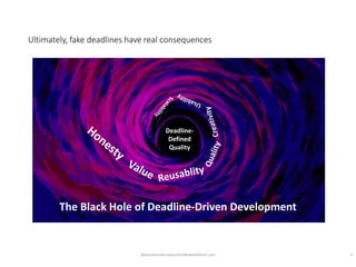 Ultimately, fake deadlines have real consequences
40
Deadline-
Defined
Quality
The Black Hole of Deadline-Driven Developme...