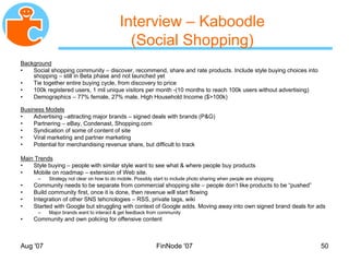 MyNet Social Networking Backupslides Nov 2007