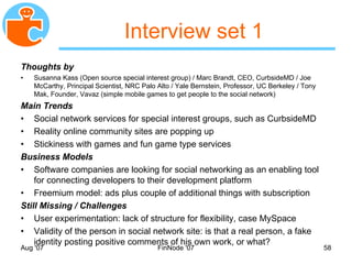 MyNet Social Networking Backupslides Nov 2007