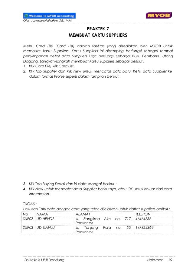 Modul Praktek Komputer Akuntansi Myob Versi 19