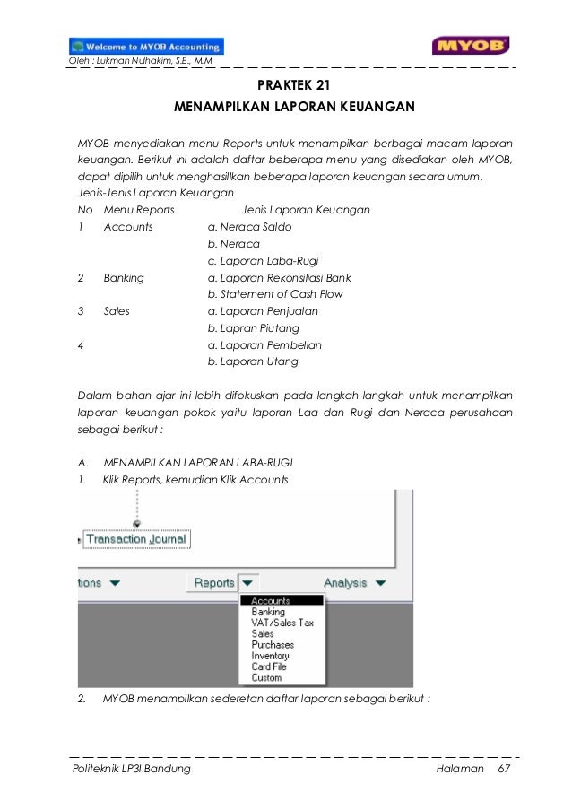 Modul Praktek Komputer Akuntansi Myob Versi 19