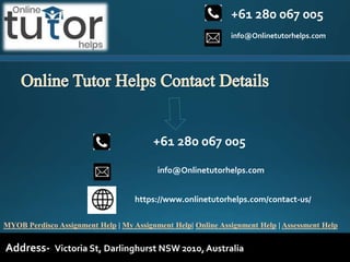 info@Onlinetutorhelps.com
+61 280 067 005
Address- Victoria St, Darlinghurst NSW 2010, Australia
MYOB Perdisco Assignment Help | My Assignment Help| Online Assignment Help | Assessment Help
+61 280 067 005
info@Onlinetutorhelps.com
https://www.onlinetutorhelps.com/contact-us/
 