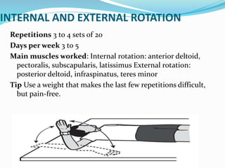 Rotator Cuff External Rotation Interal Rotation PHYSIOTHERAPY MANAGEMENT OF ROTATOR CUFF TENDINOPATHY | PPTX