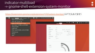 indicator-multiload
-> gnome-shell-extension-system-monitor
https://extensions.gnome.org/extension/120/system-monitor/（APTで入れてます）
 